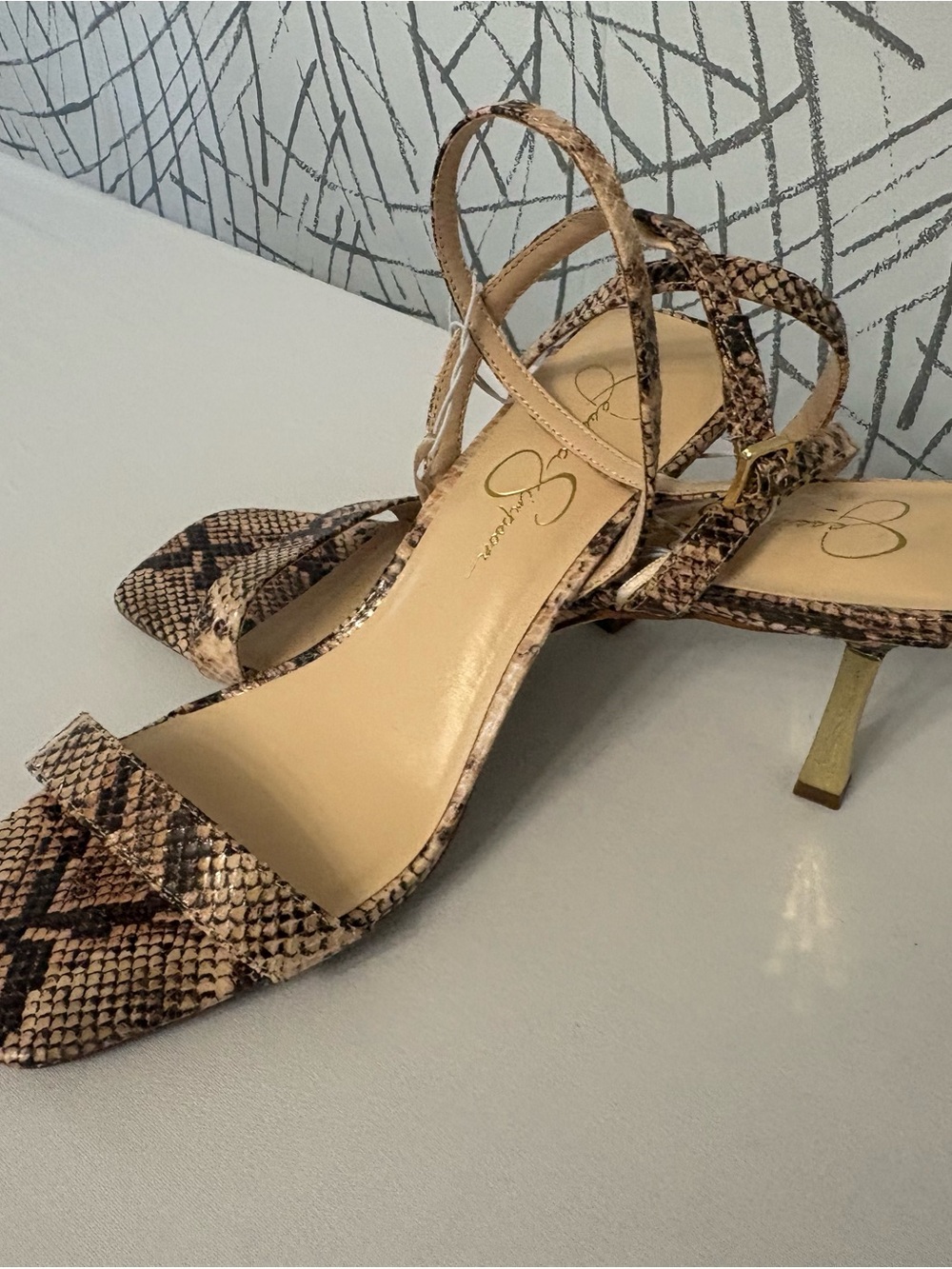 Jessica Simpson Neutral Snake-Print Ankle-Strap Sandals - Picture 3 of 10